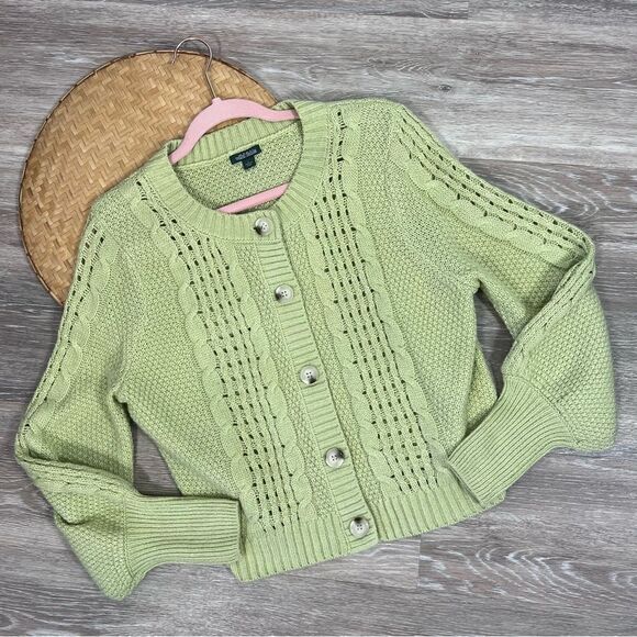 wild fable Sweaters - Wild fable green knit balloon sleeve button front cardigan
